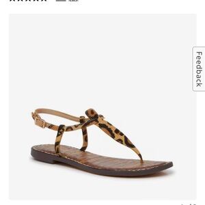 Sam Edelman Gigi calf hair sandals in leopard print.